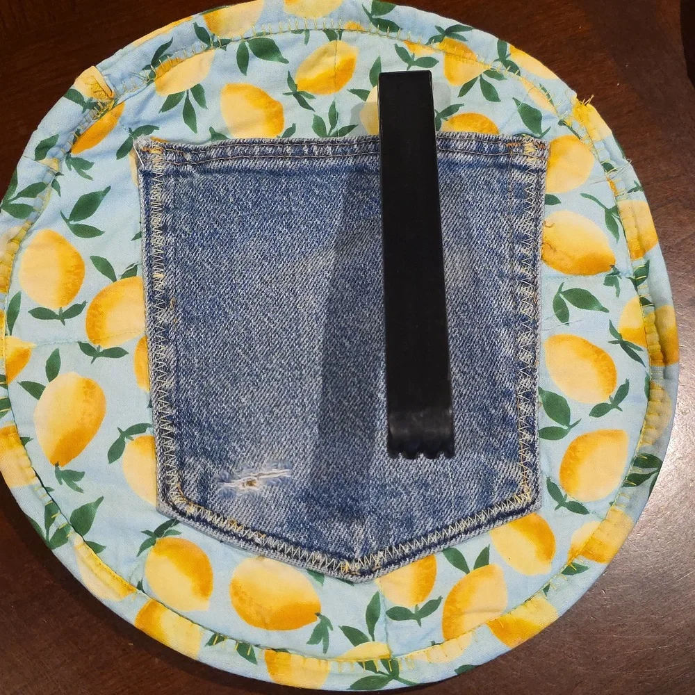 Yellow Lemon Tortilla Holder Upcycled Blue Denim Jeans Keeps Tortillas Warm